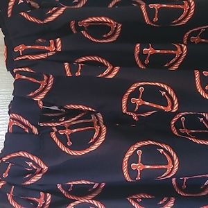 Red Navy White Sail Anchor Blouse XS